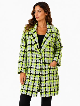 Kadın Oversize Ekose Desenli Ceket Mont