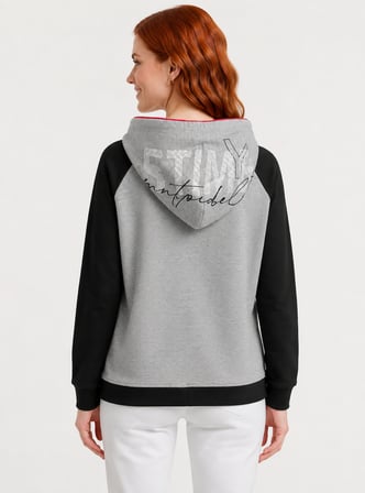 Kadın Kapüşonlu Siyah Gri Sweatshirt