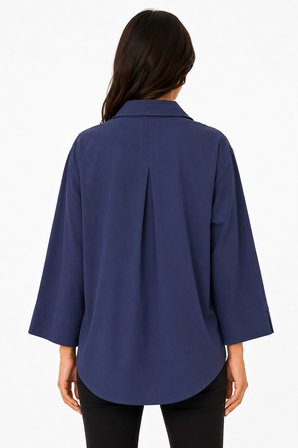 Kadın Lacivert Oversize Pamuklu Gömlek