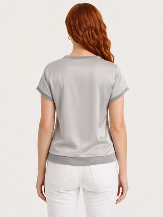 Kadın Baskılı Kısa Kollu Gri T-Shirt