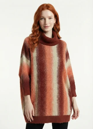 Kadın Oversize Fit Yarım Balıkçı Yaka Kazak
