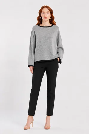 Kadın Basic Triko Kazak - Oversize Kesim