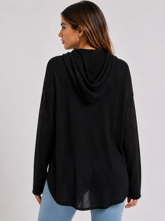 Kadın Kapüşonlu Siyah Regular Fit Sweatshirt