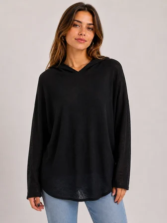 Kadın Kapüşonlu Siyah Regular Fit Sweatshirt