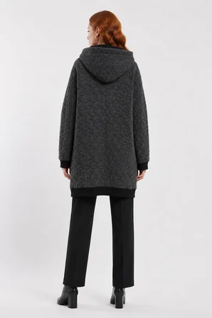 Kadın Kapüşonlu Oversize Triko Hırka