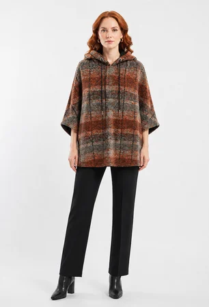 Kadın Kapüşonlu Oversize Desenli Sweatshirt