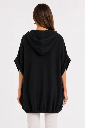 Kadın Kapüşonlu Oversize Siyah Sweatshirt