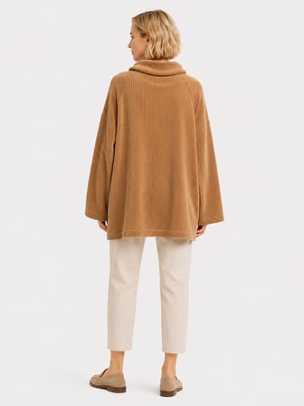 Kadın Triko Oversize Boğazlı Kazak Camel