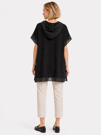 Kadın Siyah Kapüşonlu Oversize Tunik Bluz
