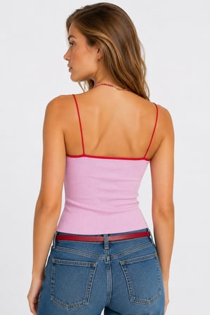 Kontrast Şeritli Triko Atlet Body