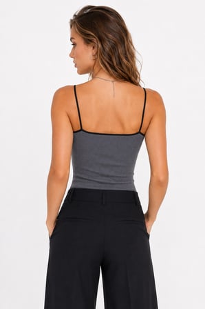 Kontrast Şeritli Triko Atlet Body