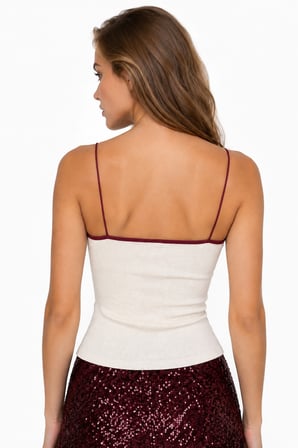 Kontrast Şeritli Triko Atlet Body