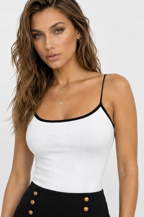 Kontrast Şeritli Triko Atlet Body