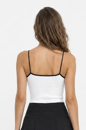 Kontrast Şeritli Triko Atlet Body