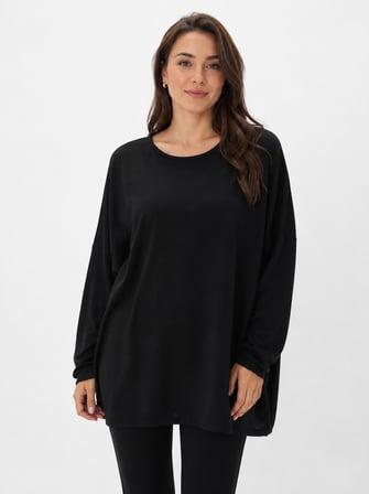 Siyah Oversize Basic Basic Bluz