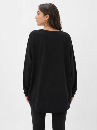 Siyah Oversize Basic Basic Bluz