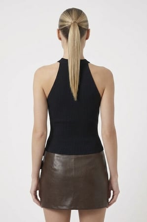 Kadın Taşlı Fitilli Halter Yaka Crop Bluz