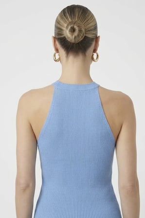Kadın Taşlı Fitilli Halter Yaka Crop Bluz
