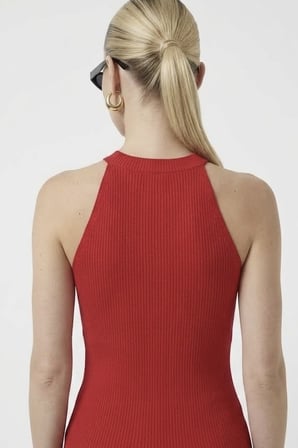 Kadın Taşlı Fitilli Halter Yaka Crop Bluz