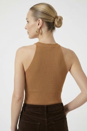 Kadın Taşlı Fitilli Halter Yaka Crop Bluz
