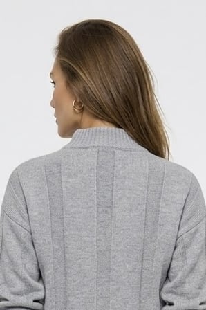 Kadın Premium Triko Saç Örgü Desenli Balıkçı Yaka Oversize Kazak