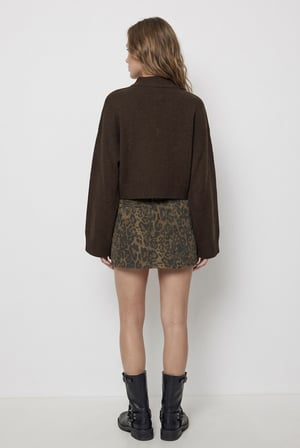 Kadın Premium Yarasa Geniş Kol Crop Triko Kazak