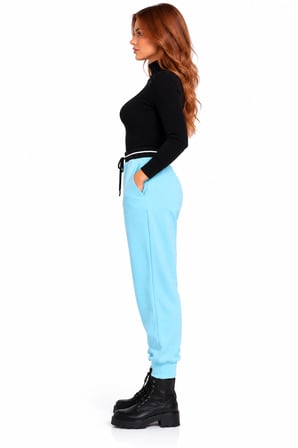 Kadın Beli Lastikli Mavi Jogger Eşofman Altı