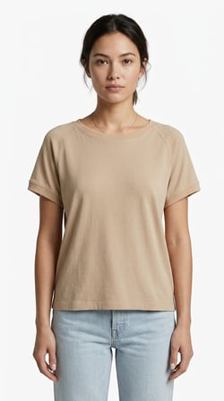 Bej Kadın Kısa Kollu Oversize T-Shirt