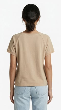 Bej Kadın Kısa Kollu Oversize T-Shirt