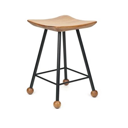 Tabure Ahşap Metal Ayaklı – 47cm