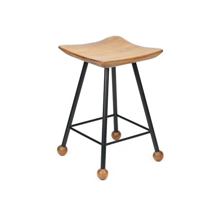 Tabure Ahşap Metal Ayaklı – 47cm
