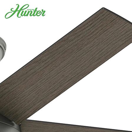 Hunter - Stile Mat Gümüş - 117 Cm. Aydınlatmalı Uzaktan Kumandalı Tavan Vantilatörü