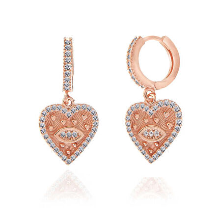 STİLLOVE Gümüş Rose Kalp Sallantılı Kadın Küpe