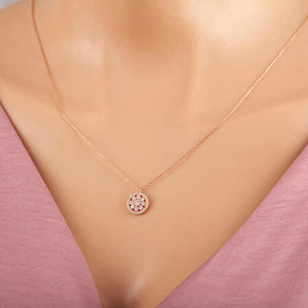 STİLLOVE ​Gümüş Rose Çiçek Kadın Kolye