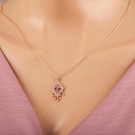 STİLLOVE Gümüş Rose Nazarlı Göz Kolye