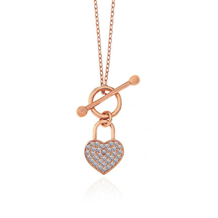STİLLOVE Gümüş Rose Sallantılı Kalp Kadın Kolye