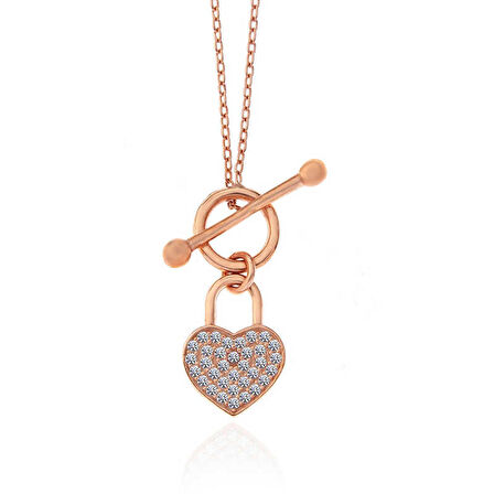STİLLOVE Gümüş Rose Sallantılı Kalp Kadın Kolye
