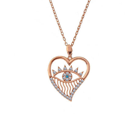 STİLLOVE Gümüş Rose Kalp Göz Kadın Kolye