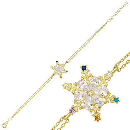 STİLLOVE Gümüş Renkli Taşlı Kar Tanesi Kadın Bileklik