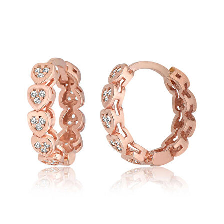 STİLLOVE Gümüş Kalpli Zirkon Taşlı Halka Kadın Küpe