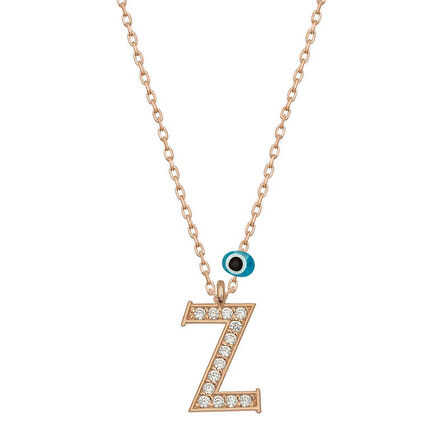 STİLLOVE Gümüş Nazar Rose Z Harfi Kadın Kolye
