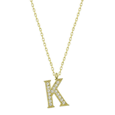 STİLLOVE Gümüş Gold K Harfi Kadın Kolye