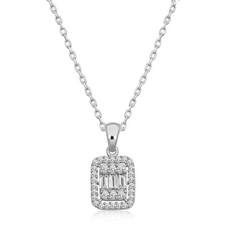 STİLLOVE Gümüş Baget Taşlı Kadın Kolye