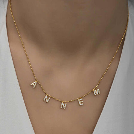 STİLLOVE ​Gümüş Gold Annem Yazılı Kadın Kolye