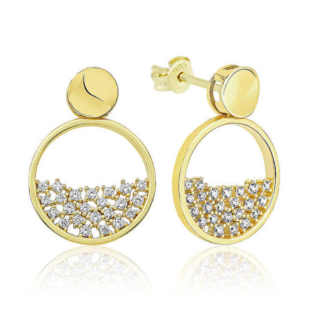 STİLLOVE Gümüş Gold Çiğ Damlası Kadın Küpe