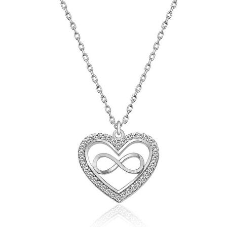 STİLLOVE Gümüş Kalp Sonsuzluk Bayan Kolye