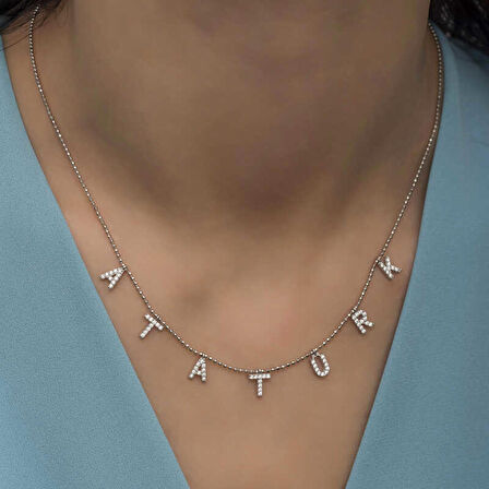 STİLLOVE Gümüş Atatürk Yazılı Kadın Kolye