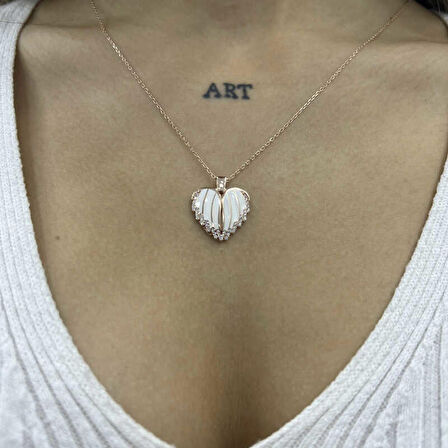 STİLLOVE Gümüş Rose Kalpli İsimli Kadın Kolye