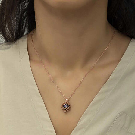 STİLLOVE Gümüş Rose Kafesli Lotus Bayan Kolye