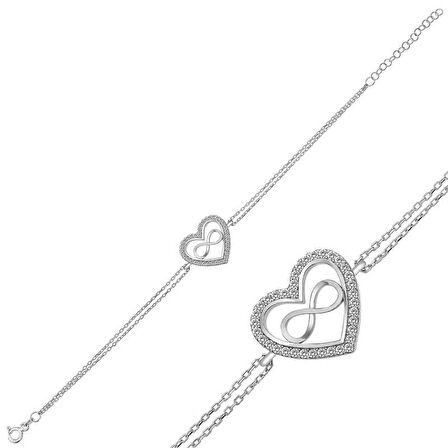 STİLLOVE Gümüş Kalp Sonsuzluk Bayan Bileklik